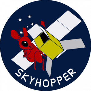 The logo of the SkyHopper mission
